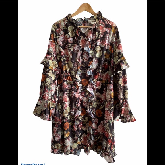 H&M Floral Frill Trimmed Wide Sheer Dress - 10 - Picture 2 of 10